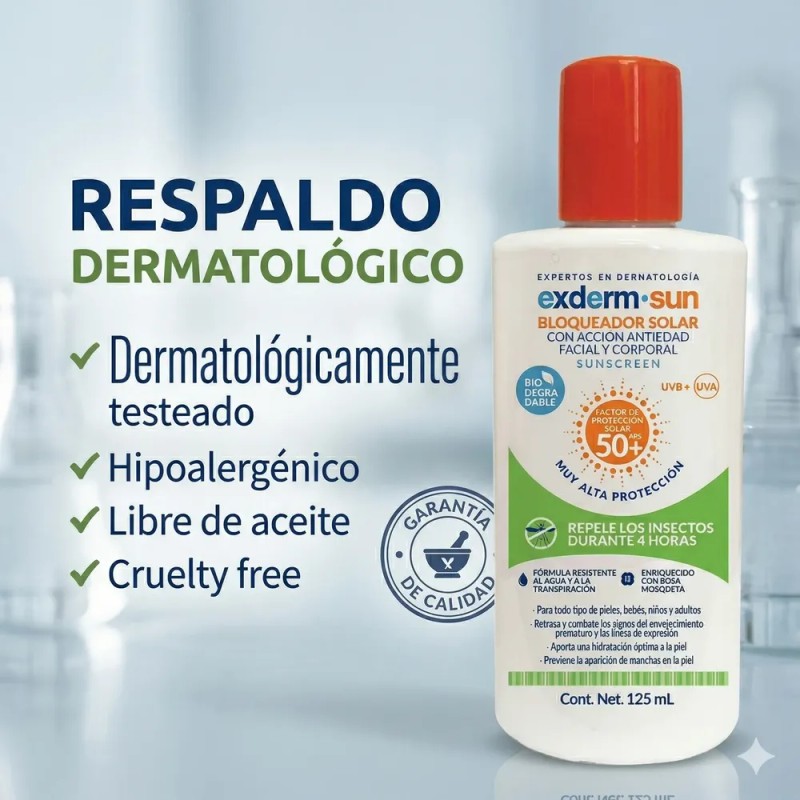 Exderm Bloqueador Solar Con Repelente Insectos Fps 50 125ml
