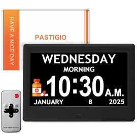 2025 NEW, Digital Clocks, 7'' Dementia Clock with Date and Time for Elderly, Auto-Dimming, 12 Reminders & 6 Alarms, Button & Remote Control, Auto DST, Digital Calendar for Seniors Large Display