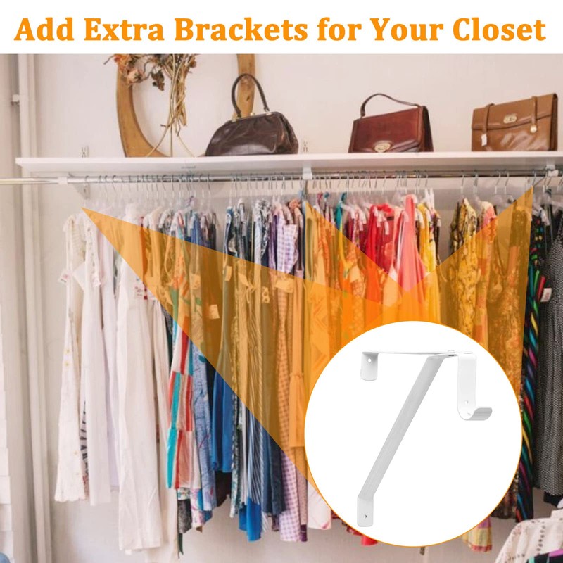 LANMIERT Heavy Duty Closet Rod Bracket, Adjustable Closet Shelf &