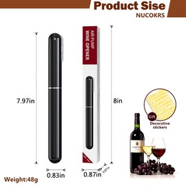 Air Pressure Wine Bottle Opener - NUCOKRS Special Pen Shape Design with Foil Cutter 3-7 Times to Open Black