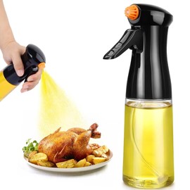 MUOOMU Oil Sprayer for Cooking, Upgraded Olive Sprayer Bottle, Air Fryer Accessories, Mister Vinegar Spritzer, Kitchen Gadgets for Salad, BBQ, Roasting (7oz/200ml, Black)