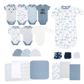 The Peanutshell Baby Layette Gift Set for Baby Boys - 23 Piece New Born Boy Gift Set, Clothes & Newborn Essentials Must Haves - Boy Clothes 0-3 Months - Soft Blue
