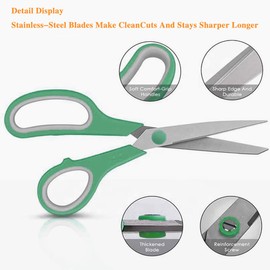 Scissors 3 Pack, Stainless Steel Left Handed 8.5" Scissors, Multipurpose Scissors Office, Fabric Scissors for Office Craft Home School Sewing Fabric Supplie