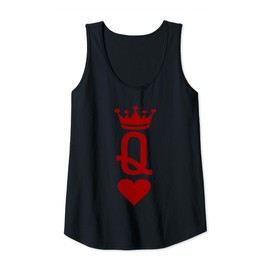 Womens Queen Of Hearts Card Game Lover Dice Game Lover Card Symbols Tank Top
