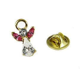 6030606 October Crystal Birth Month Angel Pin Guardian Lapel Brooch Tie Tack