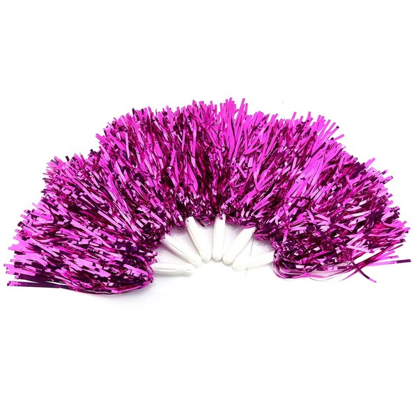 DEWIN 6 Piece Cheerleading Poms, Sports Pompoms Cheer Party Dance Accessory Tool for Sports Meetings, Stadium Party, Holiday Celebrations, Rose Red