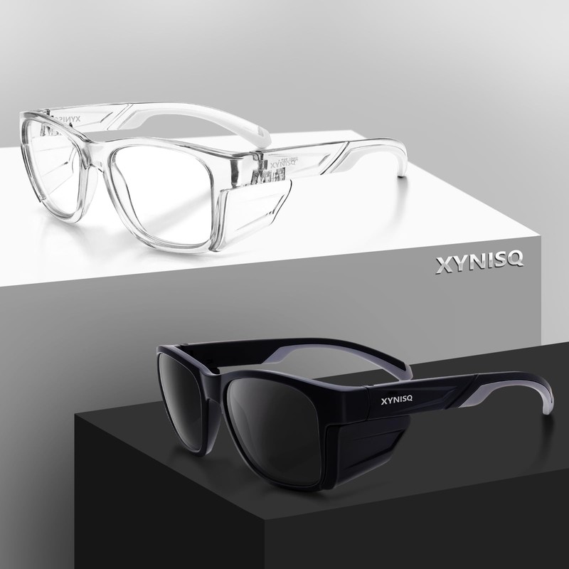 XYNISQ Protective Glasses, Anti-Fog, For Work, Pollen Glasses, Side Shield,