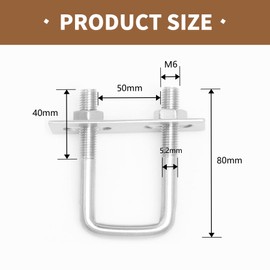 JIHXYER 4 Pcs 50x80mm M6 Stainless Steel Square Bolts with Frame Plate