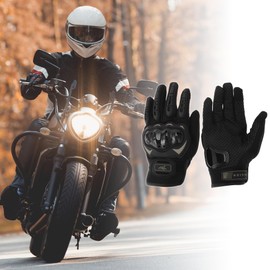 HEROFFIX Motorcycle Gloves, Mesh, Anti-Slip, Shockproof, Breathable, Heat Dissipation, Pellet Flock, Bicycle, Outdoor, 1 Pair, Black, Gray, XXL