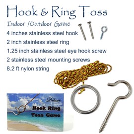 Jac & Mok Hook and Ring Toss Games Outdoor Indoor Games-Hardware and Nylon String Ring Toss Toys