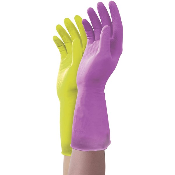 Mr. Clean Duet, Natural Latex, Beaded Cuff, Cotton Flock Lining, Non-Slip Grip Gloves, Large
