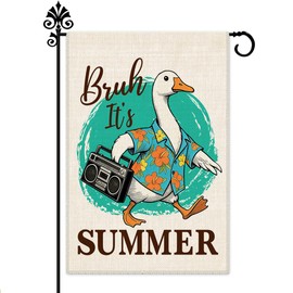 Hafhue Bruh It's Summer Garden Flag, 12 x 18 Inch Double Sided Funny Goose Holiday Yard Garden Lawn Patio Court Backyard Decor Flag, Seasonal Outdoor Sign for Friend Summer Enthusiast Goose Lover