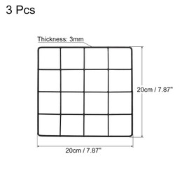 PATIKIL 8 x 8 inch Wire Grid Plate, 3 Pack Wall Grid Decorative Panels Board Photo Pictures Display Decor Hanging Organiser for Home Office, Black
