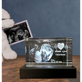 PD 3DPIXDANCE Custom 3D Ultrasound Crystal Picture Frame, Perfect Keepsake for Ultrasound Pictures, Baby Keepsake, Baby Announcement, Unique Gifts for Expecting Mom Parents (Medium-Rectangle)