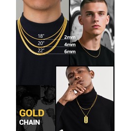 Prosteel Gold Chain For Men Jewelry Box Chain 6mm 18inch Neck Chain Womens Chockers Real Chains