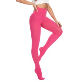 CozyWow Women's Tights, Elasticated, Semi-Opaque Tights in 25 Colours, 80 Denier, pink