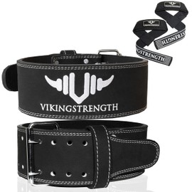 Vikingstrength Premium Weight Lifting Belt with Lifting Straps, Gym Weightlifting Belt for Men and Women, perfect for Squat, Powerlifting, Crossfit and Deadlifting (4XL)