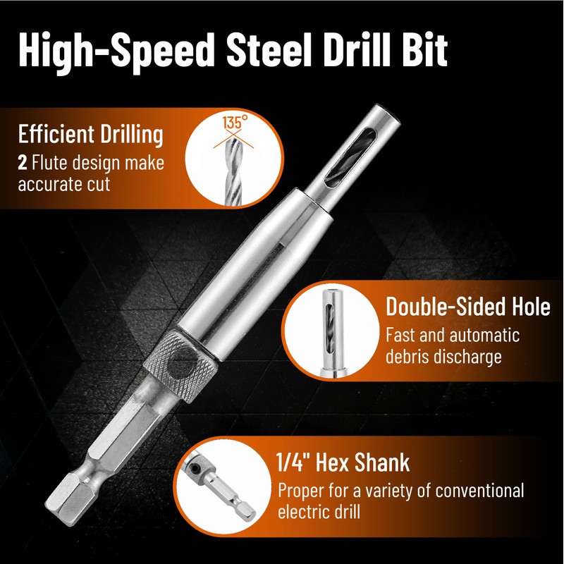 Bates- Self Centering Drill Bit Set, 3 Pack, 7/64", 9/64",