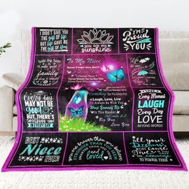 Rqhoqci Niece Gifts from Auntie, Niece Gifts Blanket, Niece Birthday Gifts, Gifts for Niece, Niece Gifts from Aunt, Gift for Nieces from Aunt, Birthday Gifts for Niece Adult Throw Blanket 60"X50"