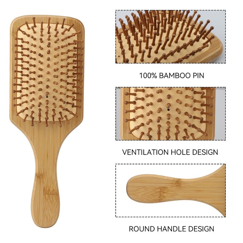 Bamboo Hair Brush, Natural Bamboo, Especially Suitable for Combing Thick