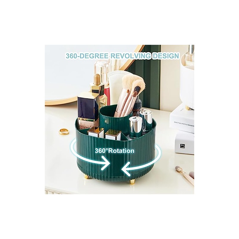 Cayxenful 360° Rotating Desk Organizer with 5 Compartments