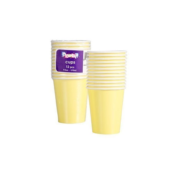 Party Color Paper Cups Yellow 9oz 24 Count