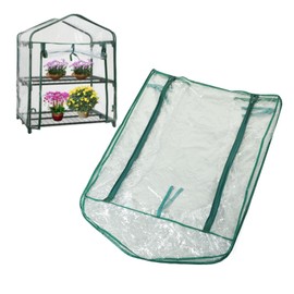 Glomora Greenhouse Replacement Cover, Portable Transparent PVC Small Hot House Cover with Zippered Greenhouse Tent, PVC Mini Plant Cover, for 2 Tier Shelves(69x49x92cm)