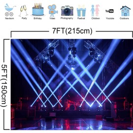 KIKIDOR Stage Spotlight for Photography Backdrop Band Stage Live Show Carnival Party Decor Theater Stage Rock Concerts Music Club Banner Little Star Birthday Party Supplies Portrait Studio Props 7x5ft
