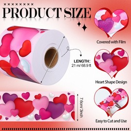 Dispowreath 68.9 Feet Valentine's Day Bulletin Board Border Decoration Heart-Shaped Bulletin Board Border Trim Red Pink Love Heart Border Roll for Party Classroom Chalkboard Wall Decor(Cute Style)
