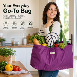 Large Capacity Foldable Shopping Bag with Drawstring Closure
