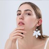 Peasimy Resin Acrylic Pearl Flower Dangle Earrings for Women Bohemian