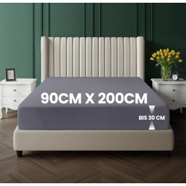 Utopia Bedding, Fitted Sheet, Brushed Polyester Microfibre Fitted Sheet, 30 cm Deep Pocket, 90 x 200 cm, Grey