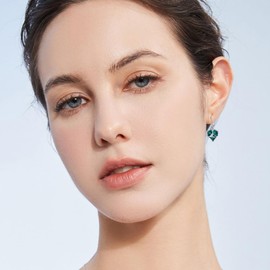 URONE Frog Earrings 925 Sterling Silver Frog Green Leaf Leverback Earrings Frog Jewellery Gifts for Women