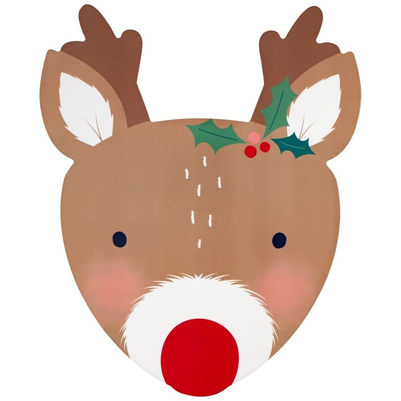 8 Piece Reindeer Shaped Coasters and Placemats Festive Christmas Tableware