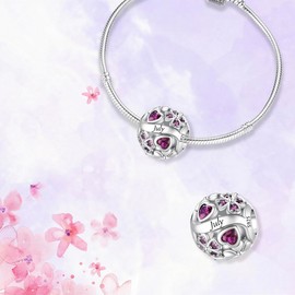 MICOO 925 Sterling Silver Birthstone Charms Bead Charms for Bracelet and Necklace Four Leaf Clover Birthstone Charms Jewelry Gift for Women