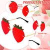 JarThenaAMCS Strawberry Shape Sunglasses Red Strawberry Rimless Sunglasses Fruit Theme
