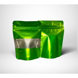Green Mylar Bags 3.5g Smell Proof Packaging x100