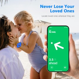 Waterproof for Airtag Bracelet for Kids, Cute Cartoon Air Tag Holder Wristband with Hidden Design, Soft Silicone Airtag Case for Child, Navy Blue