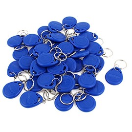 40Pcs Blue EM4100 125Khz RFID Proximity ID Card Token Tag Key Ring