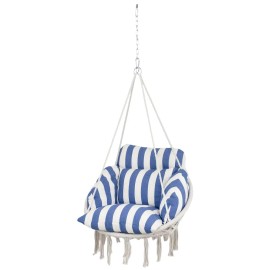 Patio Swing Chair 31.5" W X 23.6" D X 15.7" Hsize: one size, color: Blue&White