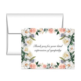Set of 20 Flat Panel Sympathy Acknowledgement Cards, Funeral thank you notes, Include Envelopes (water color dark)