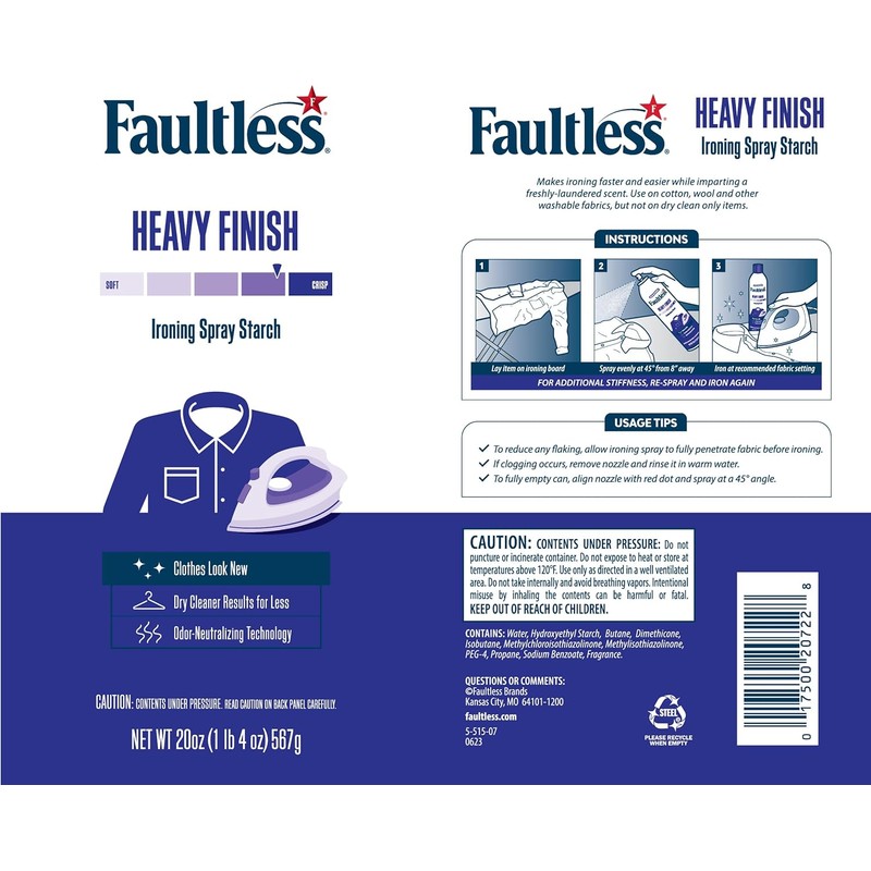 Faultless Heavy Spray Starch 20 oz Cans (3 Pack)