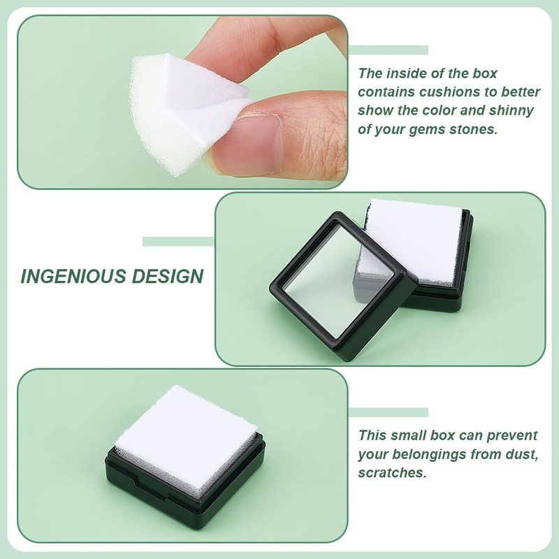 BENECREAT Pack of 70 Black Gemstone Display Box, 29.5 mm