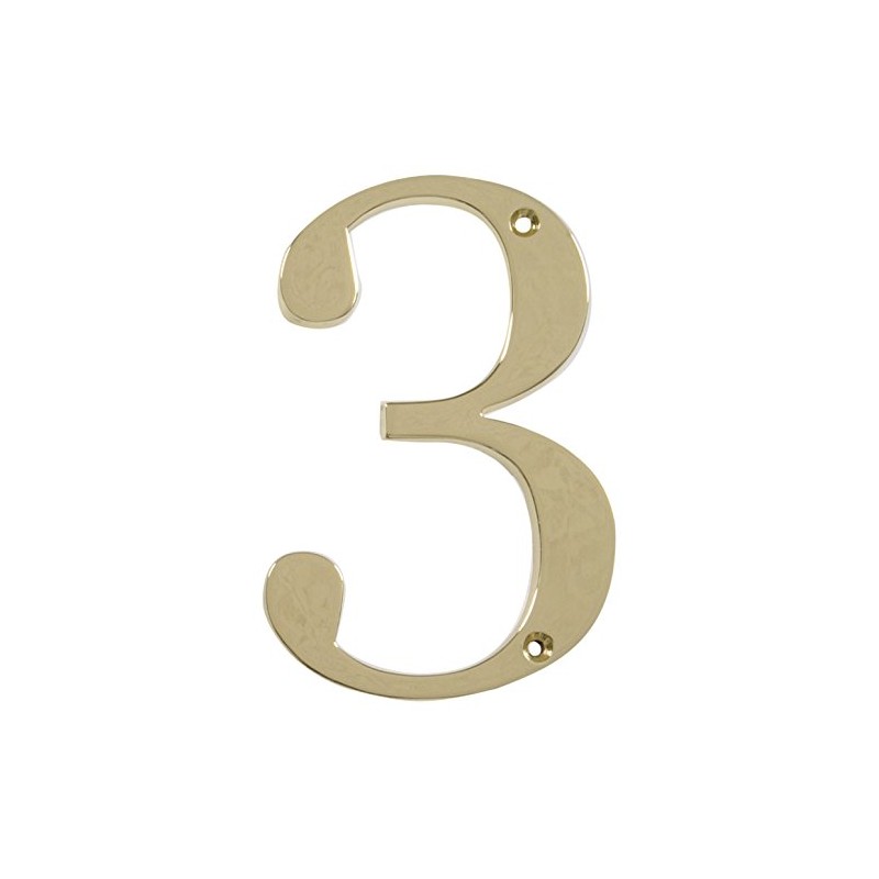 Distinctions by Hillman 843153 4-Inch Flush-Mount Polished Brass House Number