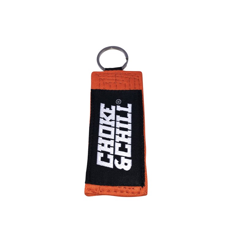 Choke&Chill BJJ Brazilian Jiu-Jitsu Belt with Keyring (Orange-Black, M3 (240