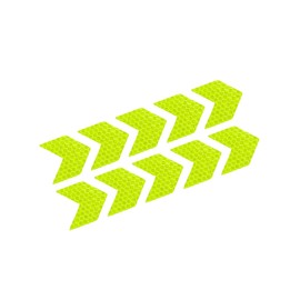 Partuto 10 Pcs Reflective Stickers, 1.77"x1.54" Arrow Shape Safety Tape Reflector Universal for Cars Trucks Trailers Waterproof PET Fluorescent Yellow Replacement