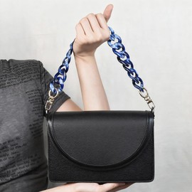 Havique Bag Chain Extender Purse Chain Handles Bag Strap Replacement Purse Charms for Handbags Chunky Decorative Accessories, Acrylic Blue White 18"