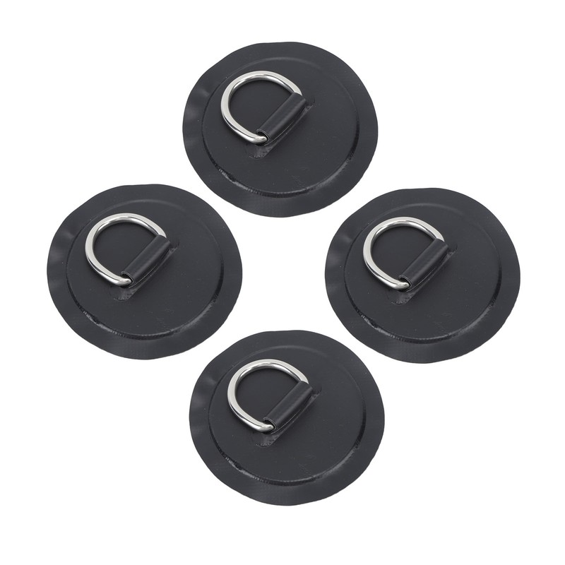4PCS D Ring Patch PVC Round Shape Strong Stainless Steel