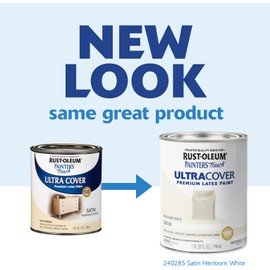 Rust-Oleum 240285 Painter's Touch Latex Paint, Quart, Satin Heirloom White 32 Fl Oz (Pack of 1)