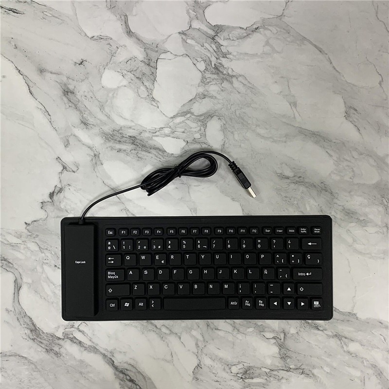 84 Keys Spanish USB Wired Silicone Keyboard Foldable Soft Silicone